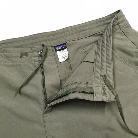 PATAGONIA Inter-Continental Cargo Shorts Women 10 L Military Olive Green Nylon - Picture 3 of 15
